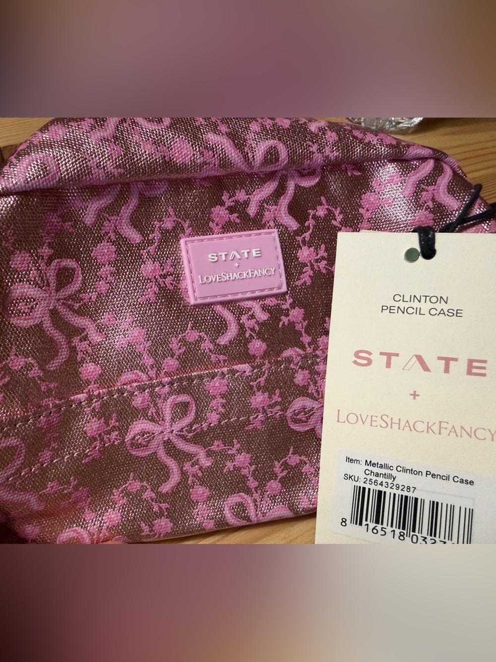 STATE Metallic Pink & Brown Clinton Pencil Case